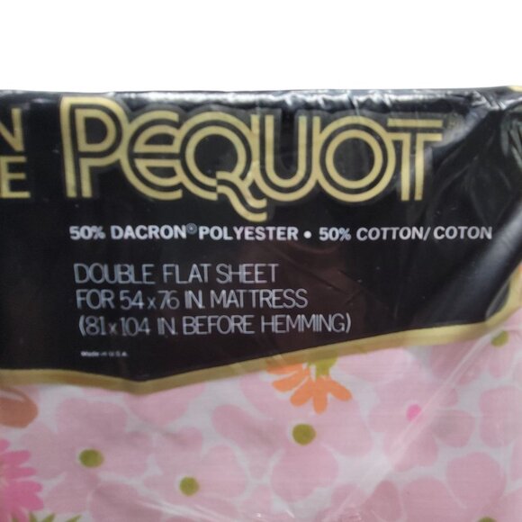 Vtg Pequot Double Flat Sheet Retro Floral 70s Flower Power Groovy Made in USA No - Picture 3 of 9